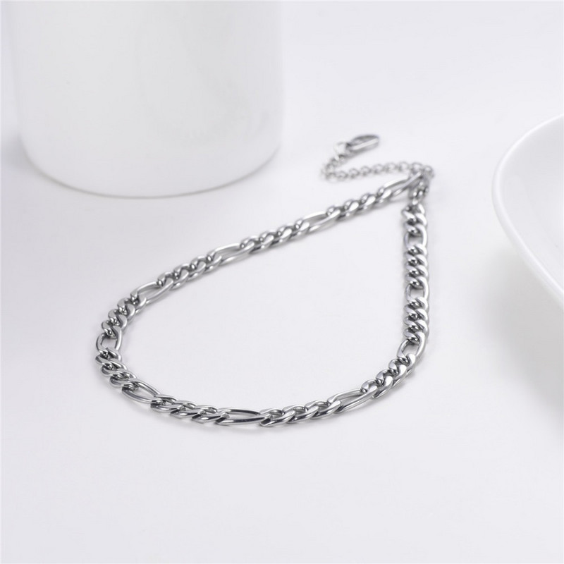 U7 Bratara de glezna pentru femei Lant Figaro de aur/otel inoxidabil Bratara de glezna pentru femei Accesorii de vara Bijuterii de plaja 5mm