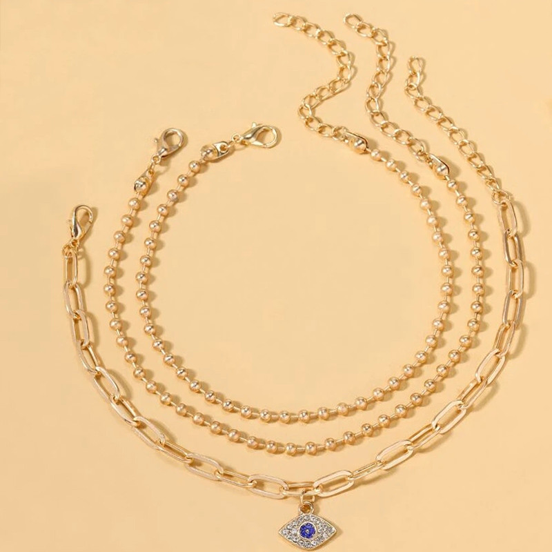 Boho gleznă picior margele lanț vară brățară cristal ochi pandantiv farmec sandale gleznă desculț plajă picior bijuterii mireasa J026