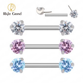 1 buc Right Grand 14G Implant grad titan fără filet Push-in Prong Set zircon mamelon barbel pentru femei Piercing mamelon