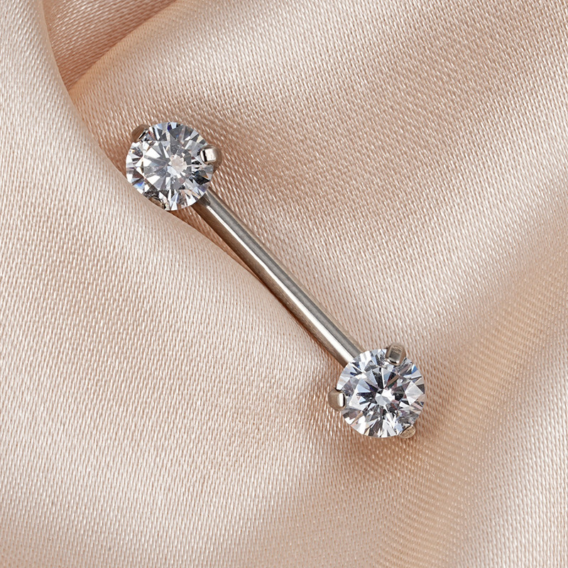 1 buc Right Grand 14G Implant grad titan fără filet Push-in Prong Set zircon mamelon barbel pentru femei Piercing mamelon
