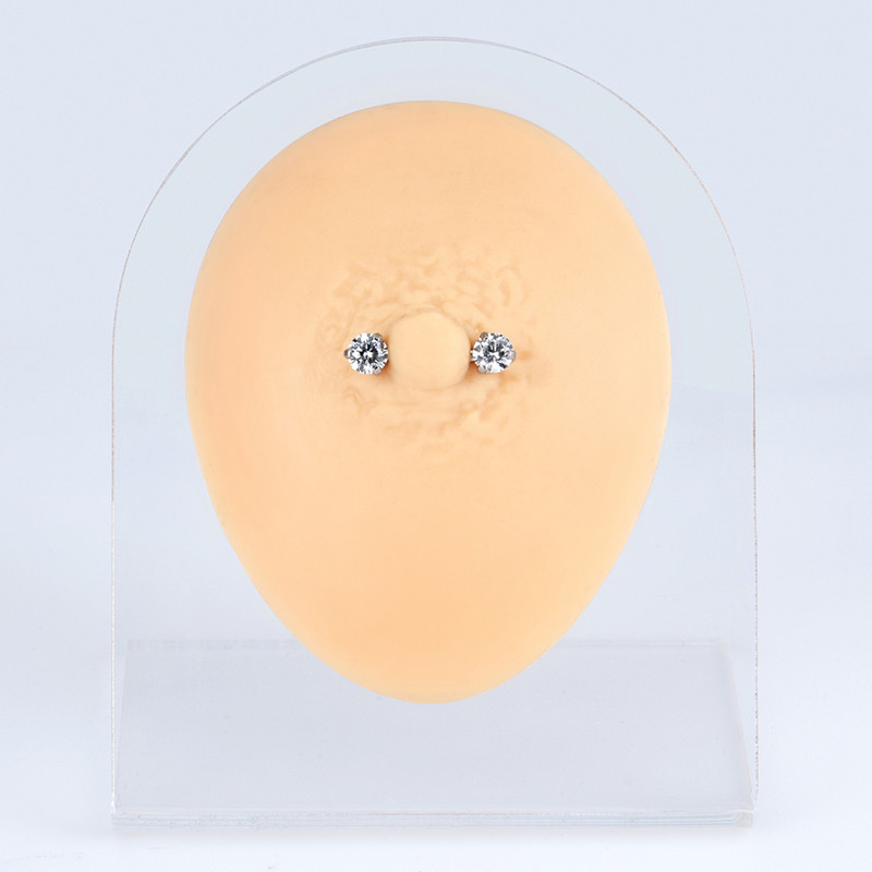 1 buc Right Grand 14G Implant grad titan fără filet Push-in Prong Set zircon mamelon barbel pentru femei Piercing mamelon