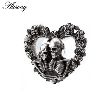 Alisouy 2 τμχ ρετρό ανοξείδωτο ατσάλι Κρανίο τριαντάφυλλο λουλούδι καρδιά ωτοασπίδες τούνελ Expander φορεία μετρητές Piercing Body Jewelry