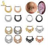 Inel de piercing pentru nas cu clicker de titan, bijuterii etnice indiene