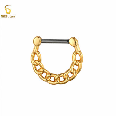 Inel de piercing pentru nas cu clicker de titan, bijuterii etnice indiene