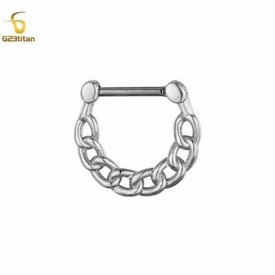 Inel de piercing pentru nas cu clicker de titan, bijuterii etnice indiene