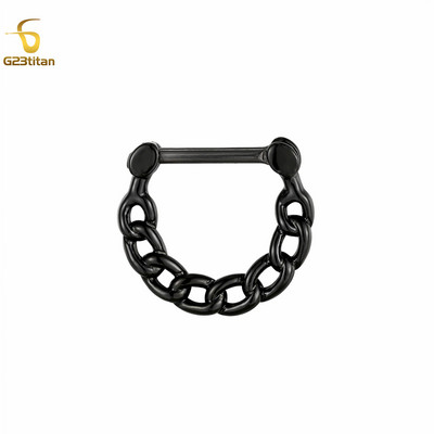 Inel de piercing pentru nas cu clicker de titan, bijuterii etnice indiene