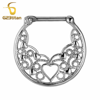 Inel de piercing pentru nas cu clicker de titan, bijuterii etnice indiene