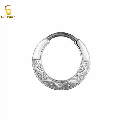 Inel de piercing pentru nas cu clicker de titan, bijuterii etnice indiene