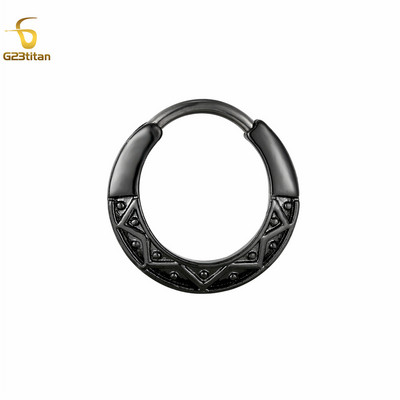 Inel de piercing pentru nas cu clicker de titan, bijuterii etnice indiene