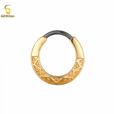 Inel de piercing pentru nas cu clicker de titan, bijuterii etnice indiene