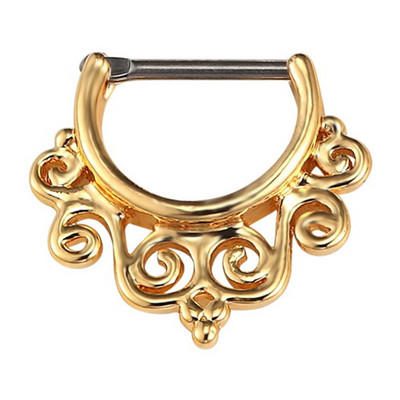 Inel de piercing pentru nas cu clicker de titan, bijuterii etnice indiene