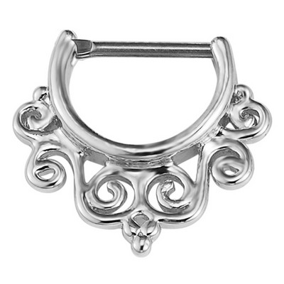 Inel de piercing pentru nas cu clicker de titan, bijuterii etnice indiene