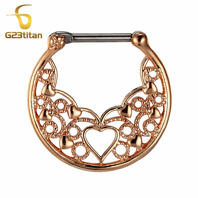 Inel de piercing pentru nas cu clicker de titan, bijuterii etnice indiene