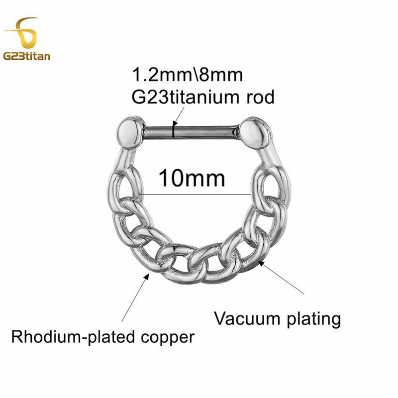 Inel de piercing pentru nas cu clicker de titan, bijuterii etnice indiene