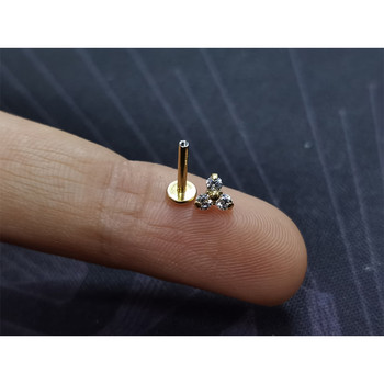 F136 Titanium Lip Labret Piercing Zircon Lip Ring 16G 6/8/10mm Εσωτερικά με σπείρωμα Tragus Conch Piercing Cartilage Helix Earring