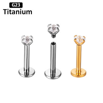F136 Titanium Lip Labret Piercing Zircon Lip Ring 16G 6/8/10mm Εσωτερικά με σπείρωμα Tragus Conch Piercing Cartilage Helix Earring