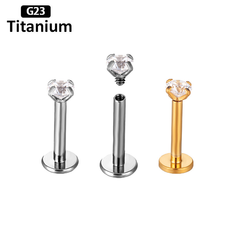F136 Titan Piercing Buza Labret Inel Zircon Buza 16G 6/8/10mm Filetat Intern Tragus Conch Piercing Cartilage Helix Cercel