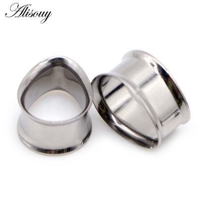Alisouy 2 bucăți de expansiune a urechilor 8-30 mm picătură de apă dopuri de urechi din oțel inoxidabil tuneluri de expansiune pentru urechi tunel bijuterii pentru corp