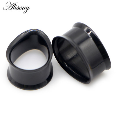 Alisouy 2 bucăți de expansiune a urechilor 8-30 mm picătură de apă dopuri de urechi din oțel inoxidabil tuneluri de expansiune pentru urechi tunel bijuterii pentru corp