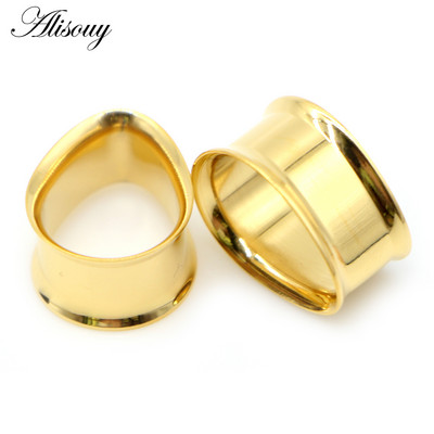 Alisouy 2 bucăți de expansiune a urechilor 8-30 mm picătură de apă dopuri de urechi din oțel inoxidabil tuneluri de expansiune pentru urechi tunel bijuterii pentru corp