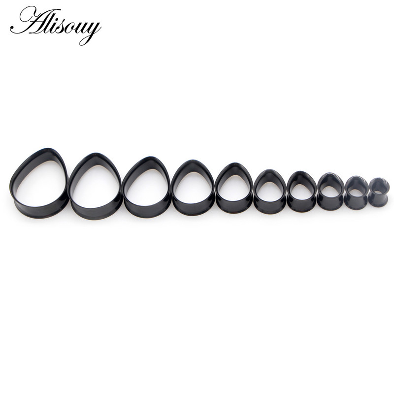 Alisouy 2 bucăți de expansiune a urechilor 8-30 mm picătură de apă dopuri de urechi din oțel inoxidabil tuneluri de expansiune pentru urechi tunel bijuterii pentru corp