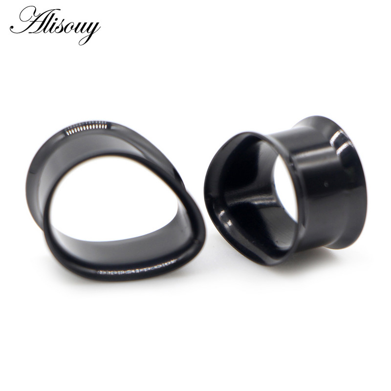 Alisouy 2 bucăți de expansiune a urechilor 8-30 mm picătură de apă dopuri de urechi din oțel inoxidabil tuneluri de expansiune pentru urechi tunel bijuterii pentru corp