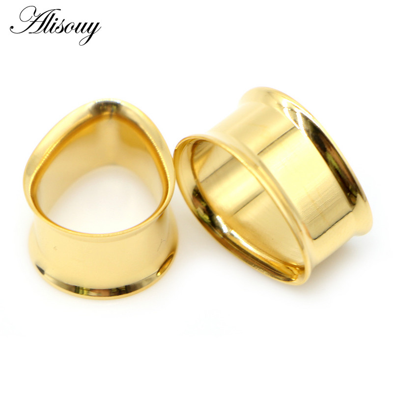 Alisouy 2 bucăți de expansiune a urechilor 8-30 mm picătură de apă dopuri de urechi din oțel inoxidabil tuneluri de expansiune pentru urechi tunel bijuterii pentru corp