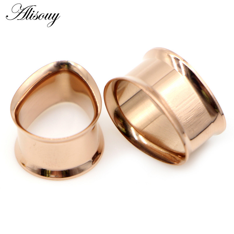 Alisouy 2 bucăți de expansiune a urechilor 8-30 mm picătură de apă dopuri de urechi din oțel inoxidabil tuneluri de expansiune pentru urechi tunel bijuterii pentru corp