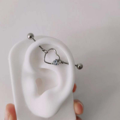 1PC Oțel Chirurgical Inimă Piercing Industrial Helix Cartilaj Cerceu Piercing Conch Piercing Ureche Mobil La modă 16G 1.2mm Lungime