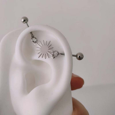 1PC Oțel Chirurgical Inimă Piercing Industrial Helix Cartilaj Cerceu Piercing Conch Piercing Ureche Mobil La modă 16G 1.2mm Lungime