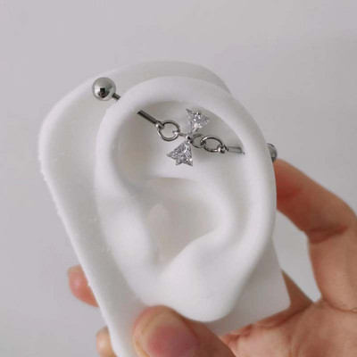 1PC Oțel Chirurgical Inimă Piercing Industrial Helix Cartilaj Cerceu Piercing Conch Piercing Ureche Mobil La modă 16G 1.2mm Lungime