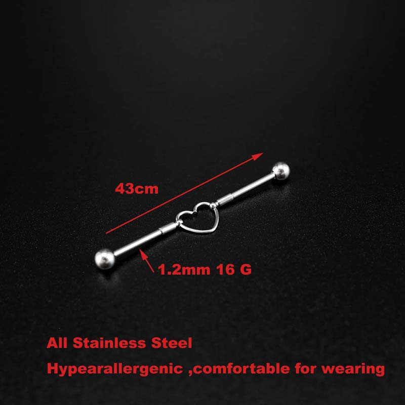 1PC Oțel Chirurgical Inimă Piercing Industrial Helix Cartilaj Cerceu Piercing Conch Piercing Ureche Mobil La modă 16G 1.2mm Lungime