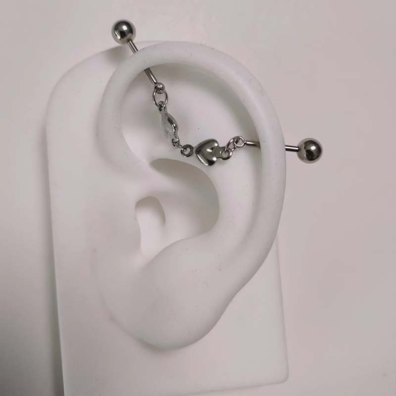 1PC Oțel Chirurgical Inimă Piercing Industrial Helix Cartilaj Cerceu Piercing Conch Piercing Ureche Mobil La modă 16G 1.2mm Lungime