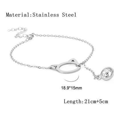 Lucktune Crystal Cat Charms gleznele pentru femei din oțel inoxidabil Sandale drăguțe de gleznă cu animale Lant pentru picioare Bijuterii boho Cadou de petrecere pe plajă