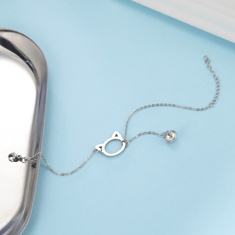 Lucktune Crystal Cat Charms gleznele pentru femei din oțel inoxidabil Sandale drăguțe de gleznă cu animale Lant pentru picioare Bijuterii boho Cadou de petrecere pe plajă