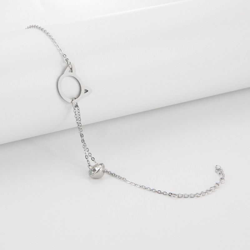 Lucktune Crystal Cat Charms gleznele pentru femei din oțel inoxidabil Sandale drăguțe de gleznă cu animale Lant pentru picioare Bijuterii boho Cadou de petrecere pe plajă