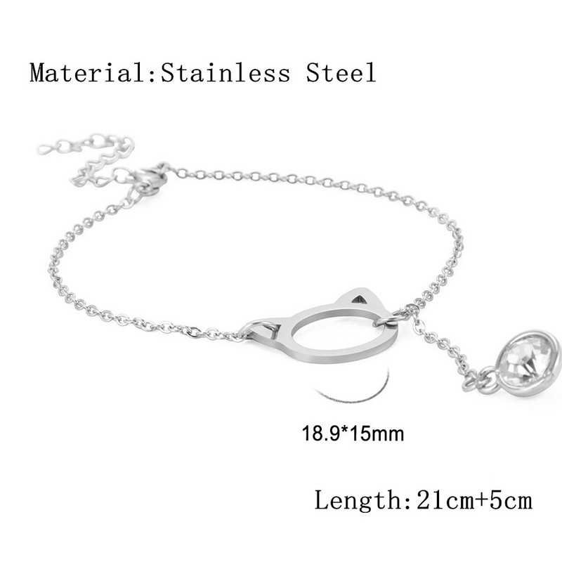 Lucktune Crystal Cat Charms gleznele pentru femei din oțel inoxidabil Sandale drăguțe de gleznă cu animale Lant pentru picioare Bijuterii boho Cadou de petrecere pe plajă