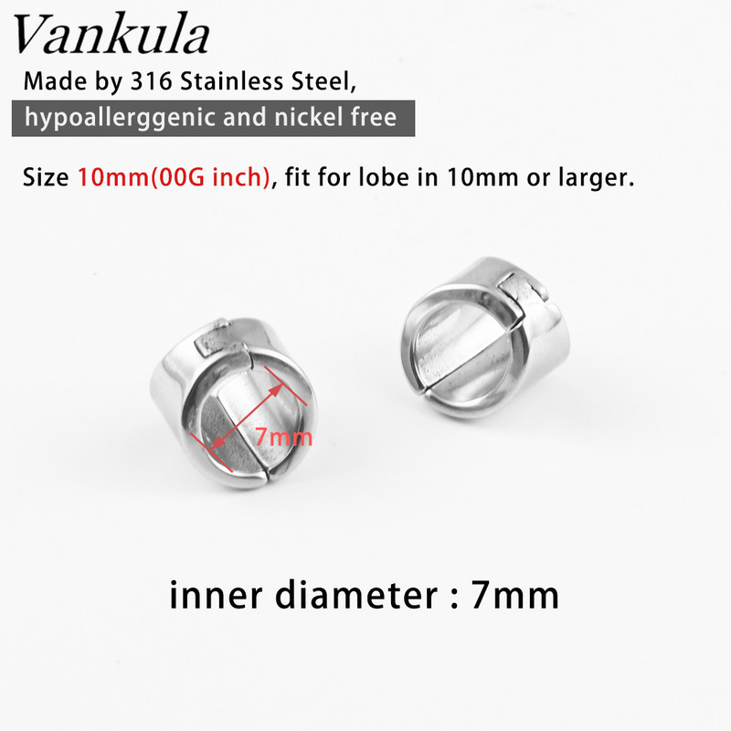 Vankula 2 bucăți de modă noua clipă pentru lobul urechii, dopuri din oțel inoxidabil, dispozitive de măsurare a urechilor, tuneluri, piercing, extensie, bijuterii pentru corp