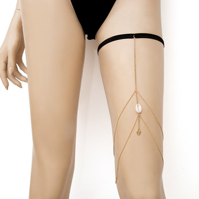 Lanț cu margele de culoare auriu punk Pandantive pentru coapse Lanț pentru femei, șarpe mare, perle, pandantive din piatră, lanț pentru picioare, bijuterii pentru corp, stil de plajă