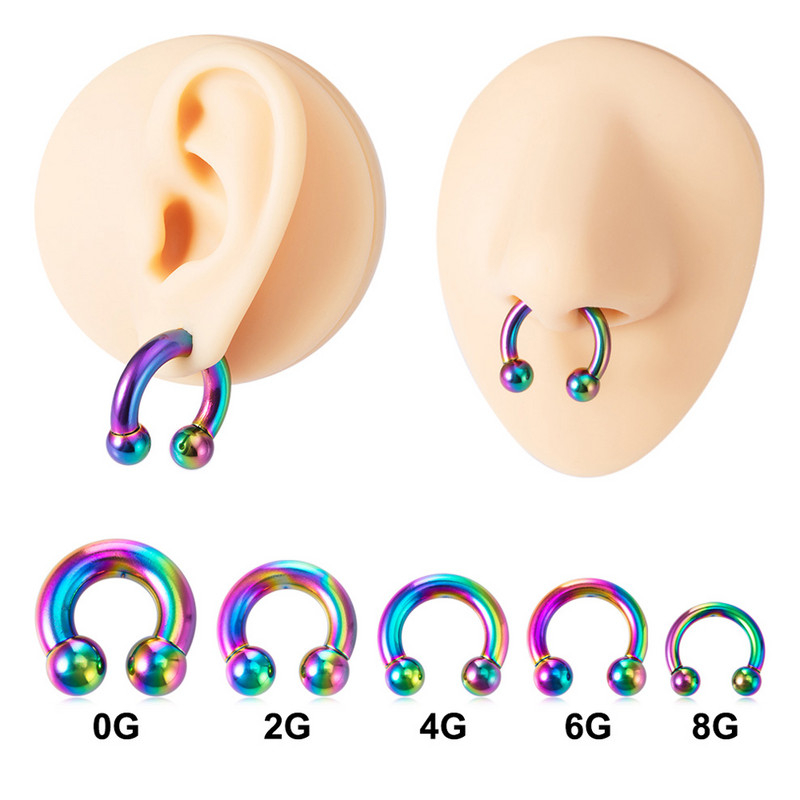 1PC 0G-8G Oțel chirurgical Piercing Septum Bijuterii Ecartament pentru ureche Barbelle circulare Potcoavă Piercing pentru ureche Greutăți Extensor de targă