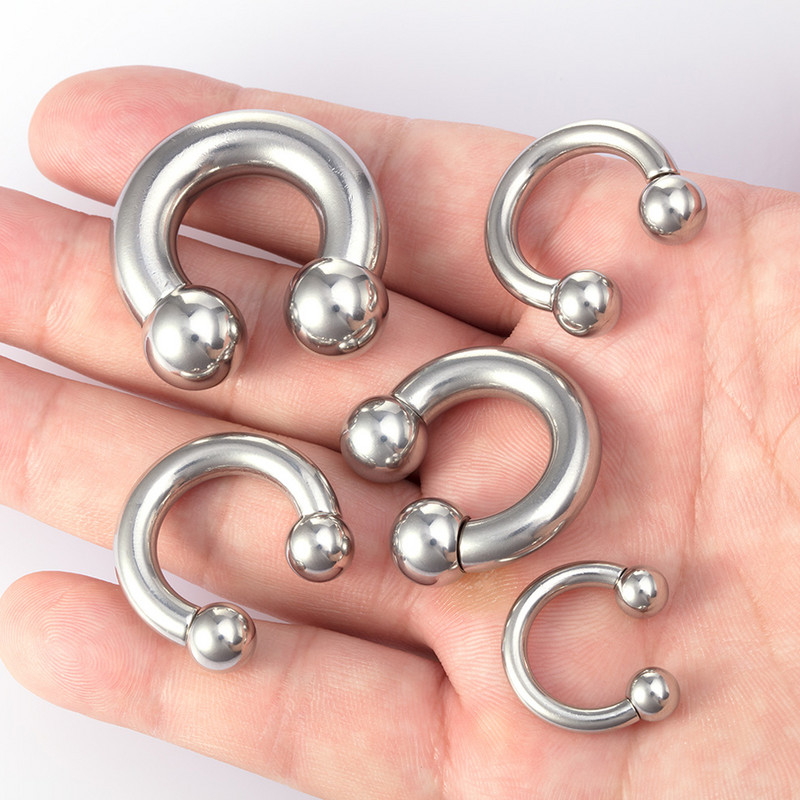 1PC 0G-8G Oțel chirurgical Piercing Septum Bijuterii Ecartament pentru ureche Barbelle circulare Potcoavă Piercing pentru ureche Greutăți Extensor de targă