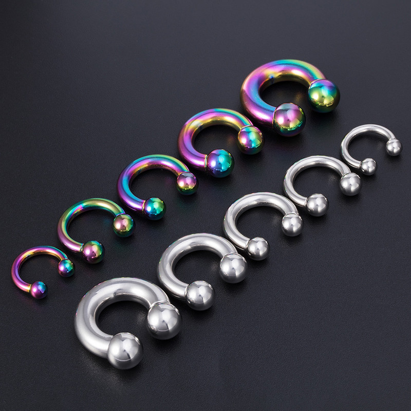 1PC 0G-8G Oțel chirurgical Piercing Septum Bijuterii Ecartament pentru ureche Barbelle circulare Potcoavă Piercing pentru ureche Greutăți Extensor de targă