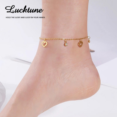 Lucktune gleznă din oțel inoxidabil pentru femei inimă ciucuri cristal picior lanț gleznă plajă accesorii bijuterii de vară cadou de aniversare