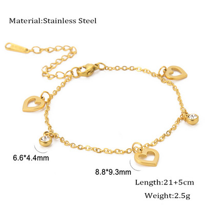 Lucktune gleznă din oțel inoxidabil pentru femei inimă ciucuri cristal picior lanț gleznă plajă accesorii bijuterii de vară cadou de aniversare