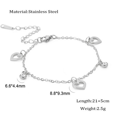 Lucktune gleznă din oțel inoxidabil pentru femei inimă ciucuri cristal picior lanț gleznă plajă accesorii bijuterii de vară cadou de aniversare