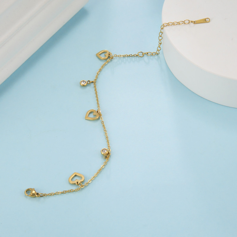 Lucktune gleznă din oțel inoxidabil pentru femei inimă ciucuri cristal picior lanț gleznă plajă accesorii bijuterii de vară cadou de aniversare