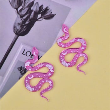 Ροζ 10 τμχ 48*22mm Moon Flower Snake Arcylic Charms for DIY Earring Design Jewelry