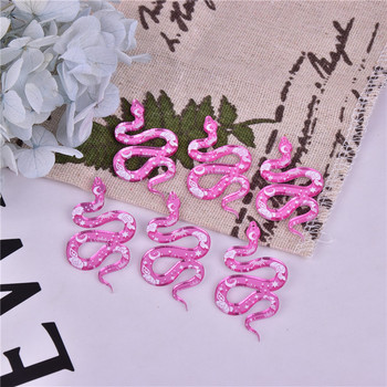 Ροζ 10 τμχ 48*22mm Moon Flower Snake Arcylic Charms for DIY Earring Design Jewelry