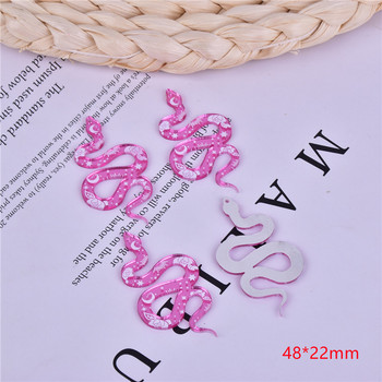 Ροζ 10 τμχ 48*22mm Moon Flower Snake Arcylic Charms for DIY Earring Design Jewelry