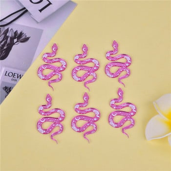 Ροζ 10 τμχ 48*22mm Moon Flower Snake Arcylic Charms for DIY Earring Design Jewelry